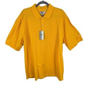 Callaway Golf Sport NWT 100% Cotton Yellow Short Sleeve 1/4 Button Polo Men's XL
